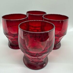 Cambridge Georgian Ruby 7oz Flat Tumblers- Four Vintage Glasses